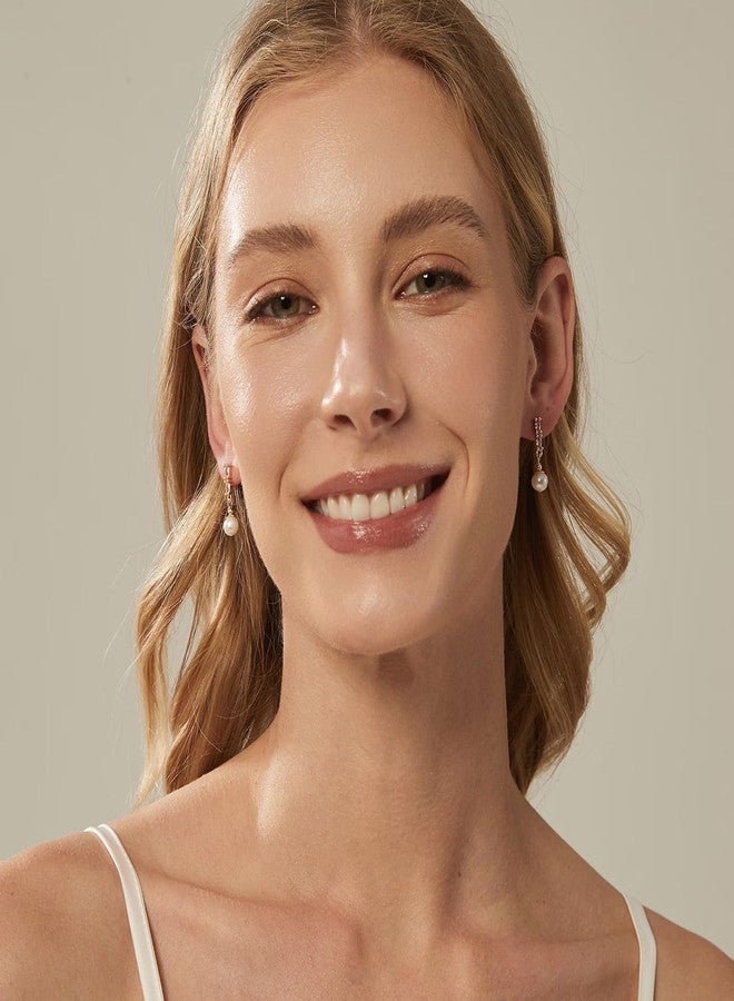 XSBODY Gold Pearl Clip on Earrings for Women Dangle Jewelry Elegant Small Cubic Zirconia Drop Earrings for Bridal Bridesmaid Wedding Jewelry Non Pierced - Image 5